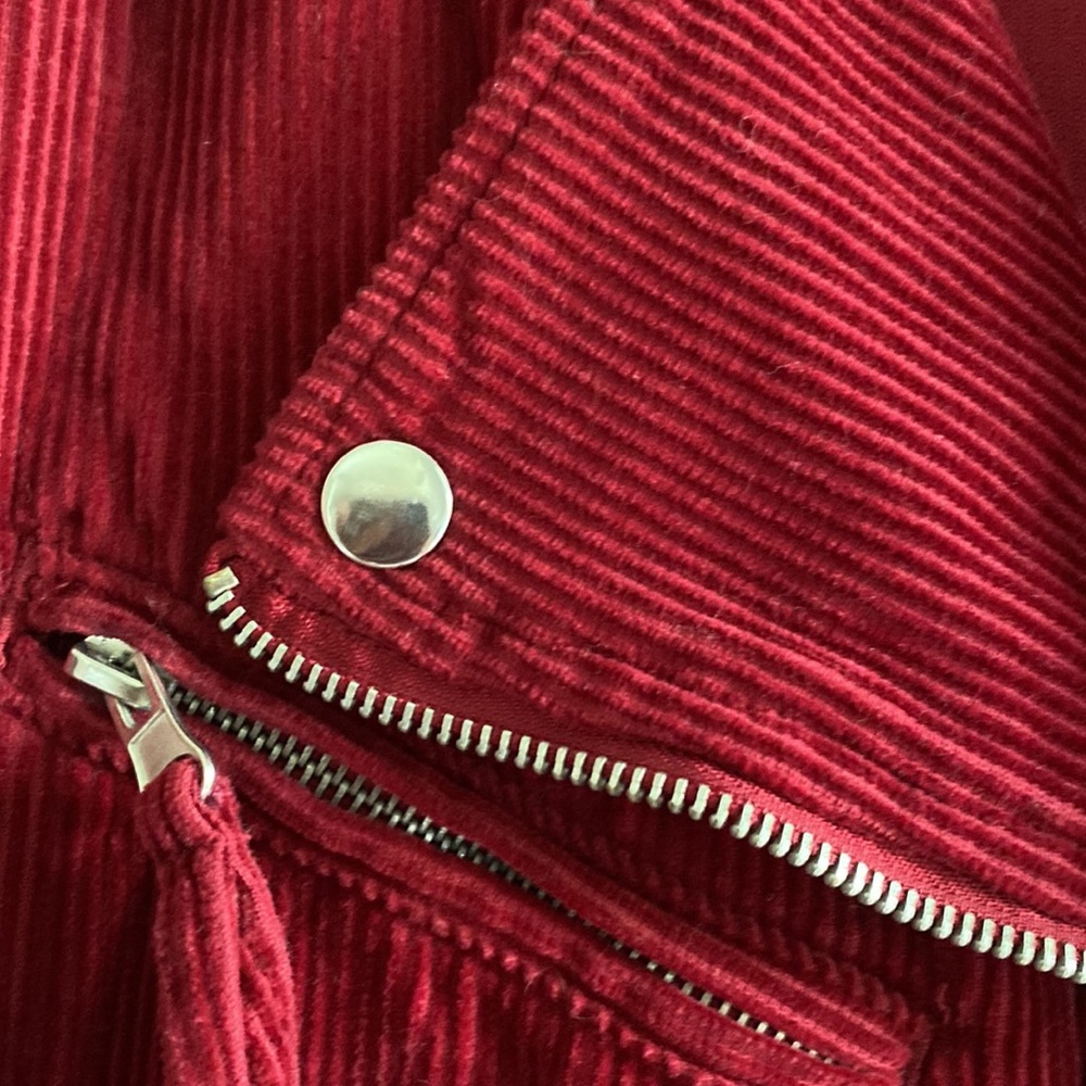Fall corduroy zip up belted jacket size small Forever 21 mauve - Picture 3 of 5